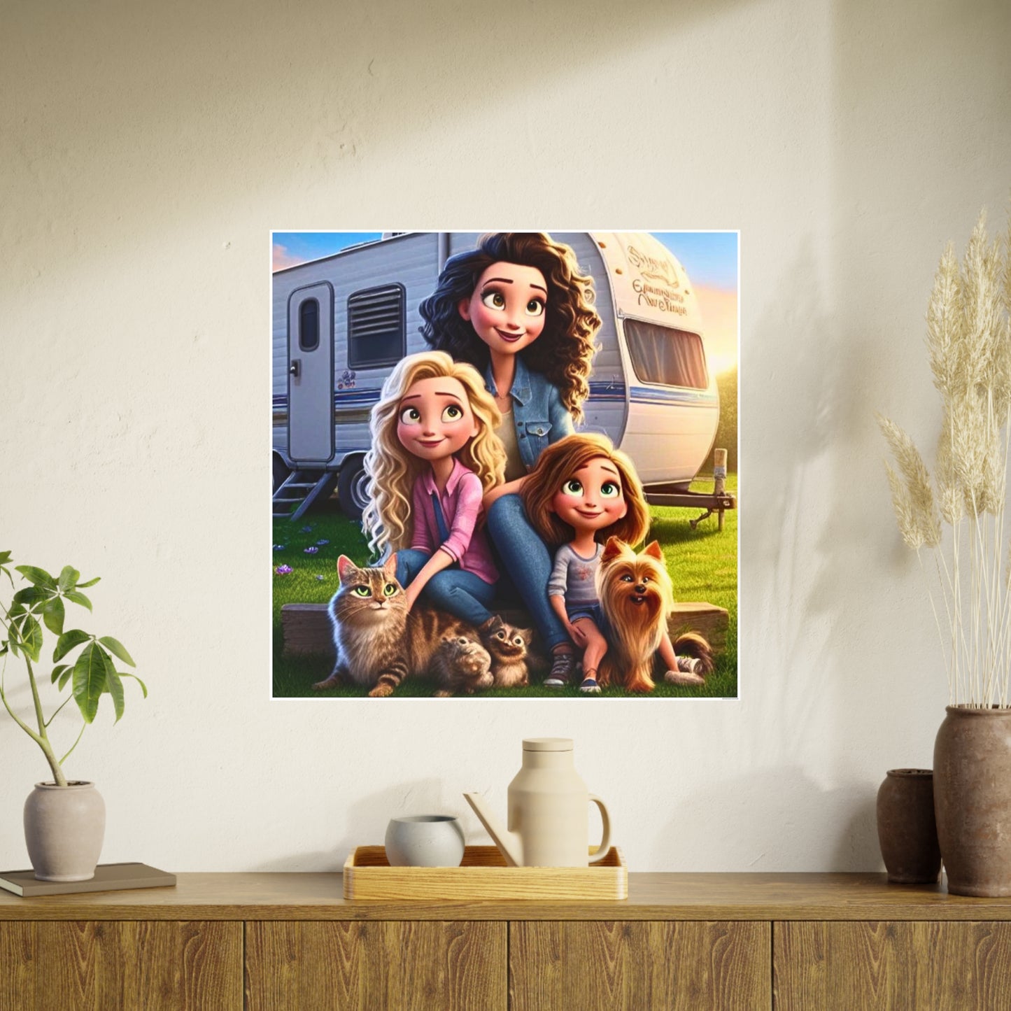 Mongrain's Family Adventures Whimsical Photo Art Posters - Home Decor, Wall Art, Gifts for Pet Lovers, Kids' Room, Family Moments