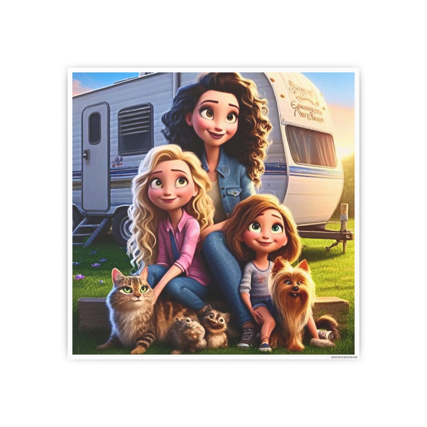 Mongrain's Family Adventures Whimsical Photo Art Posters - Home Decor, Wall Art, Gifts for Pet Lovers, Kids' Room, Family Moments