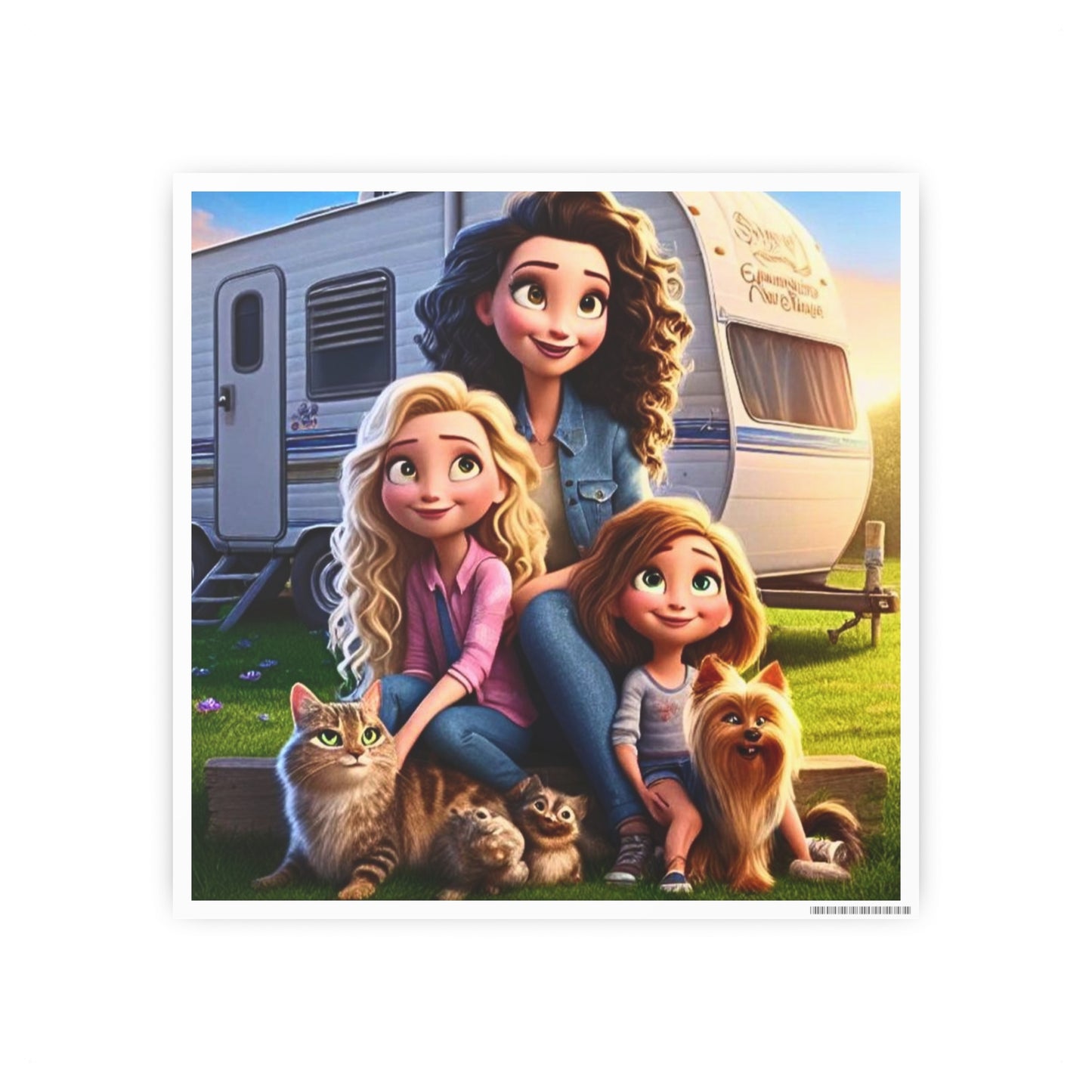 Mongrain's Family Adventures Whimsical Photo Art Posters - Home Decor, Wall Art, Gifts for Pet Lovers, Kids' Room, Family Moments