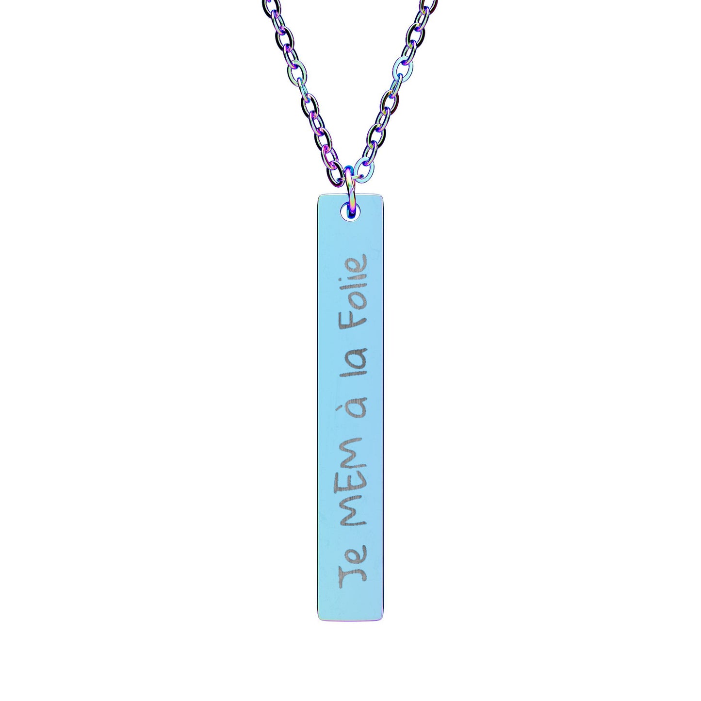 Je MEM à la Folie by Marie-Ève Mongrain Engraved Vertical Bar Necklace -
