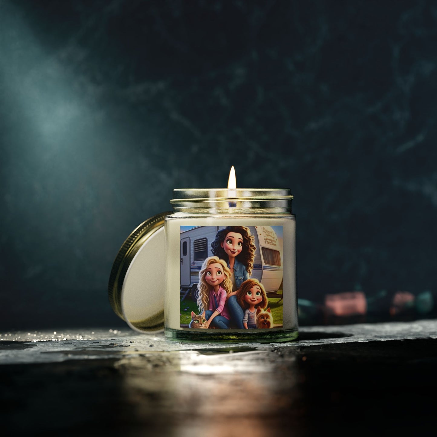 Mongrain's Family Adventures Moments Scented Candle - Coconut Apricot Wax, Candle for Home Decor, Gift for Mom, Camping Vibes, Room Fragrance