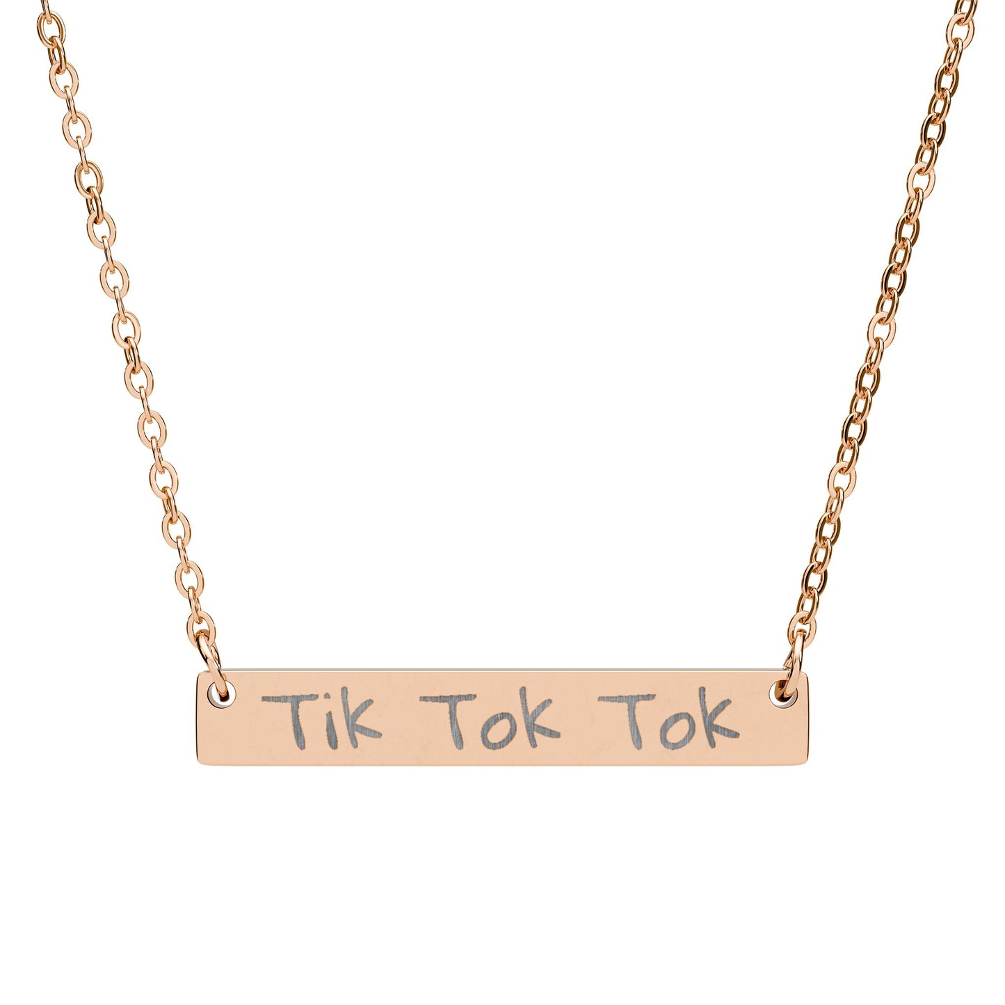 Wear the song Engraved Horizontal Bar Necklace — "Tik Tok Tok" by Marie-Ève Mongrain Personalized Pendant