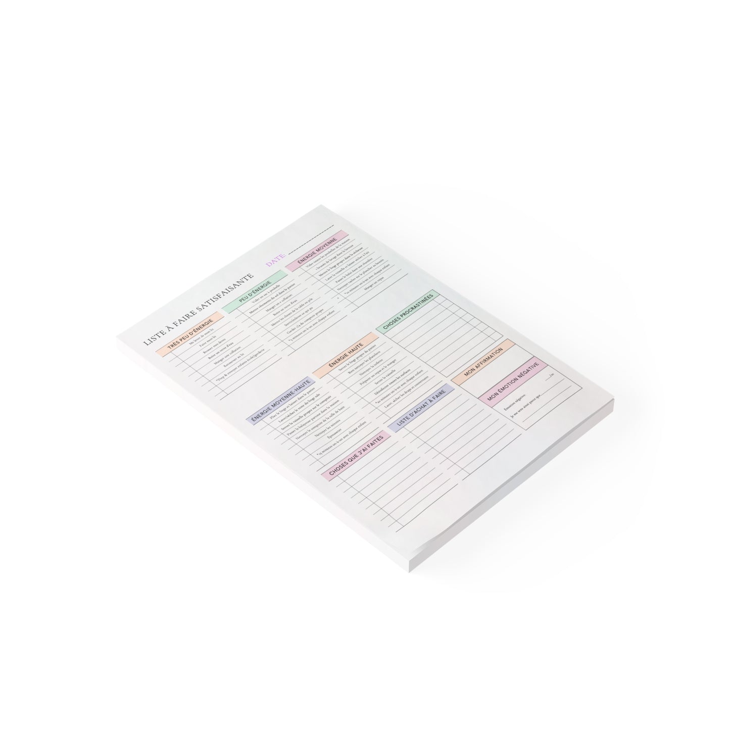 Productivity Checklist Notepad — French “Liste à Faire Satisfaisante” par Marie-Ève Mongrain Daily Planner Pad