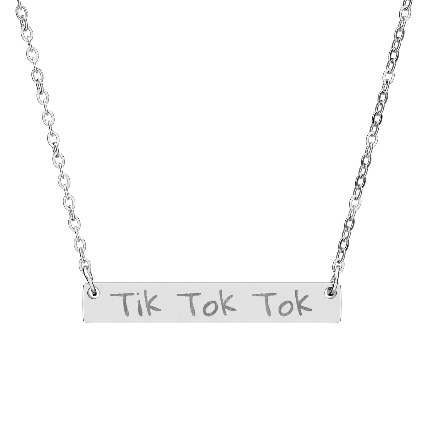 Wear the song Engraved Horizontal Bar Necklace — "Tik Tok Tok" by Marie-Ève Mongrain Personalized Pendant