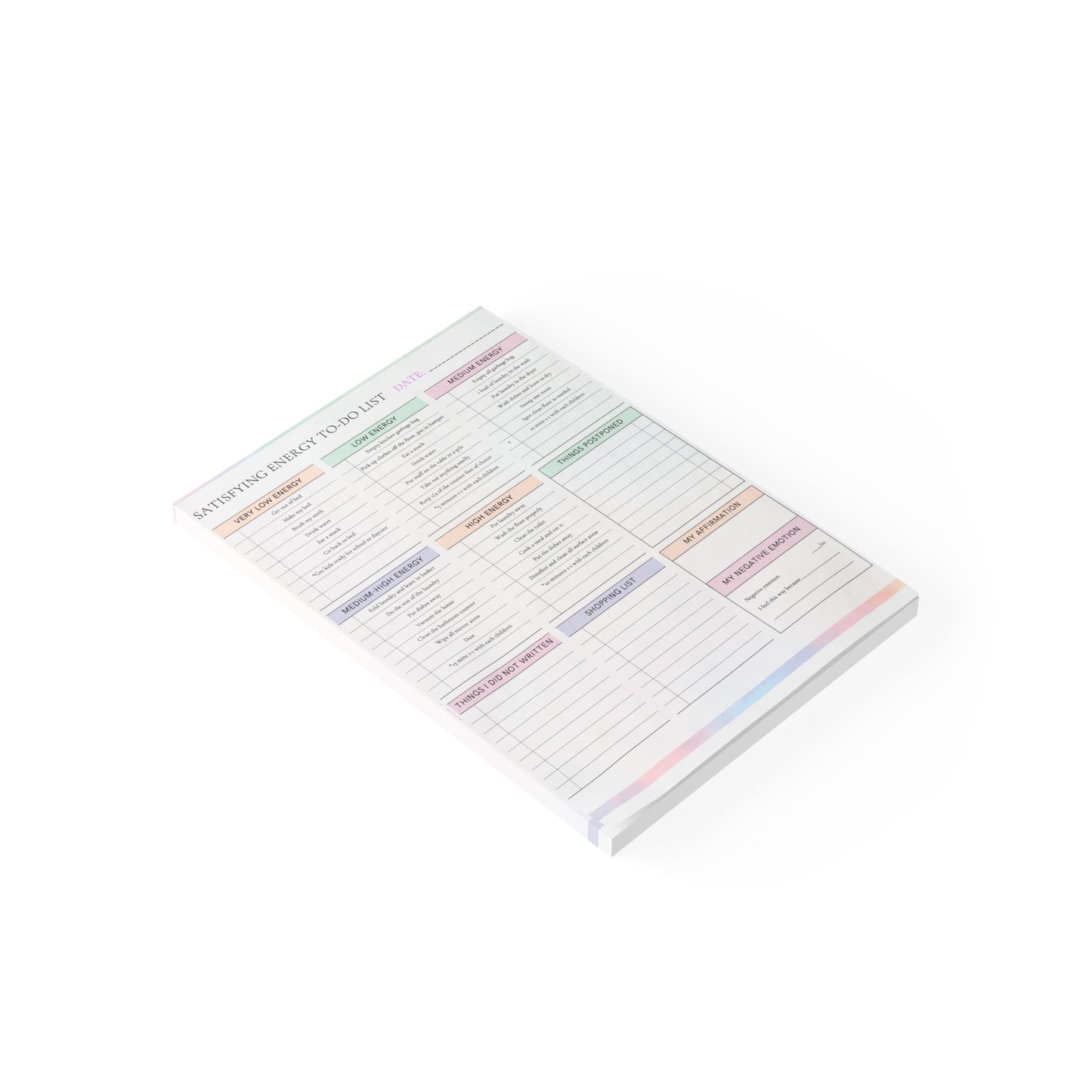 Satisfying Energy To-Do List by Marie-Ève Mongrain Notepad — Daily Planner Post-it Note Pad