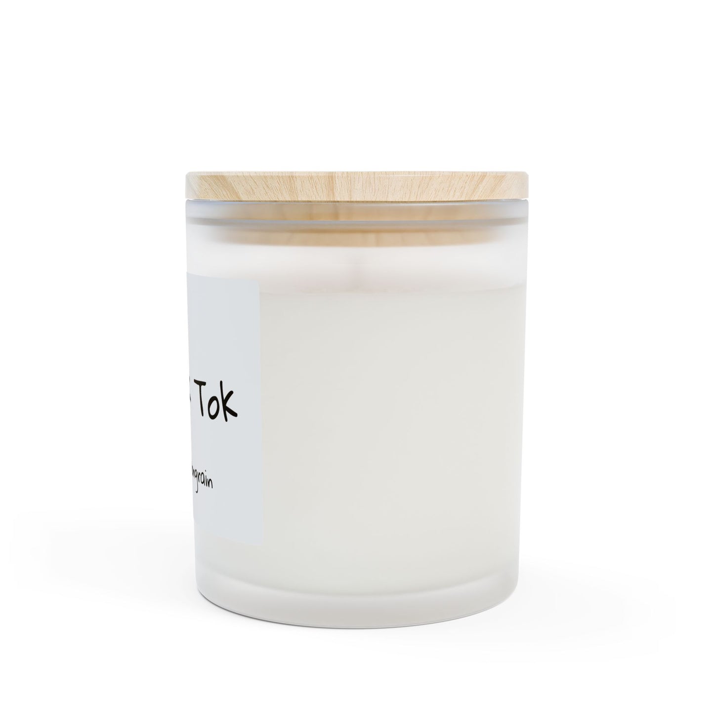 Burn the song "Tik Tok Tok" by Marie-Ève Mongrain  Frosted Glass Candle — 11oz Scented Soy Candle with Wooden Lid