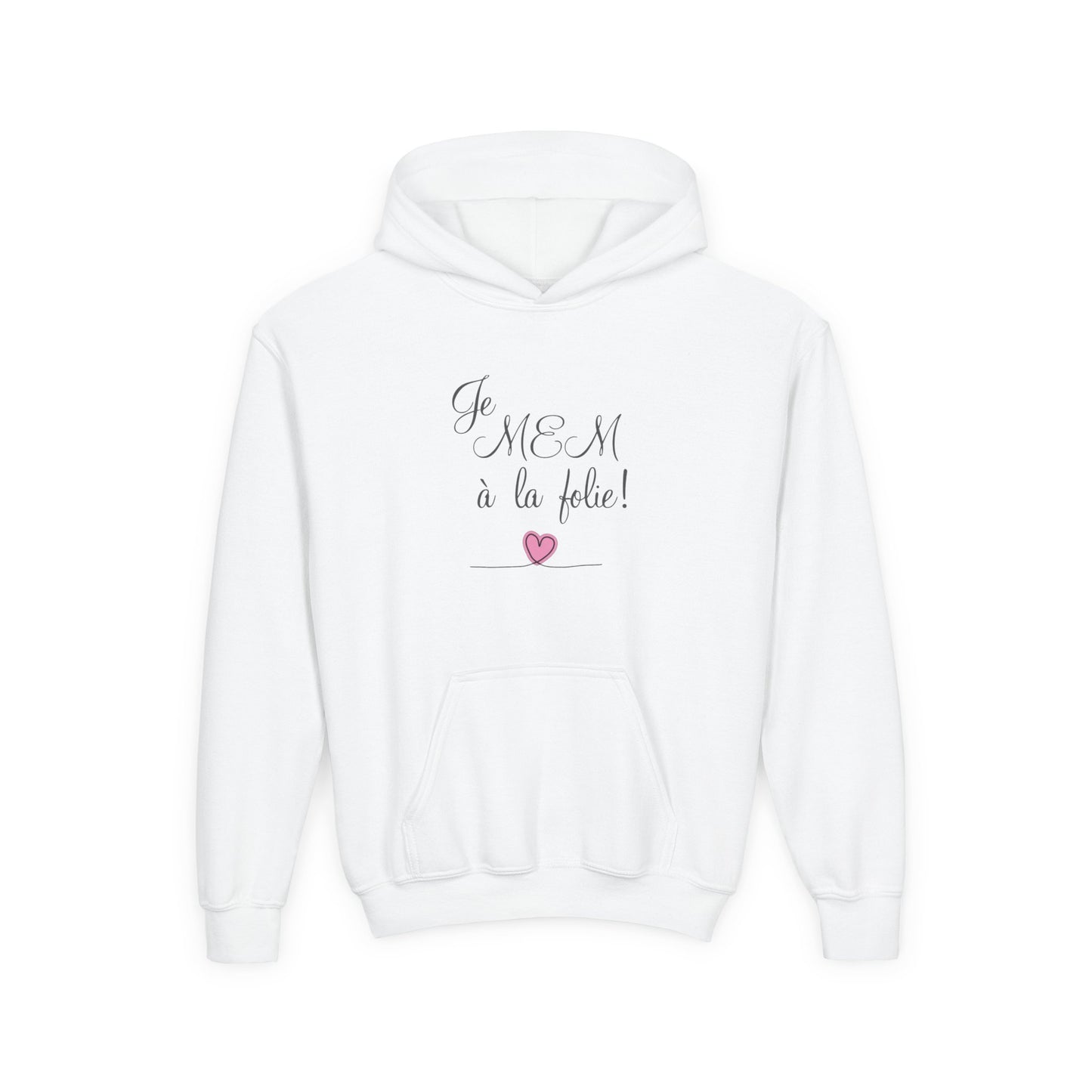 Je MEM à la folie par Marie-Ève Mongrain, Youth hoodie, Design - Perfect for Teen Gifts, Casual Wear, Holidays, or Celebrations