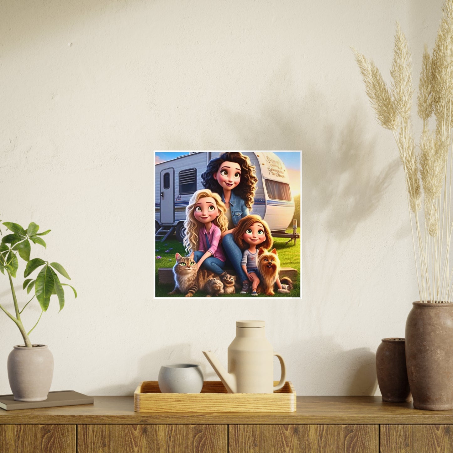 Mongrain's Family Adventures Whimsical Photo Art Posters - Home Decor, Wall Art, Gifts for Pet Lovers, Kids' Room, Family Moments