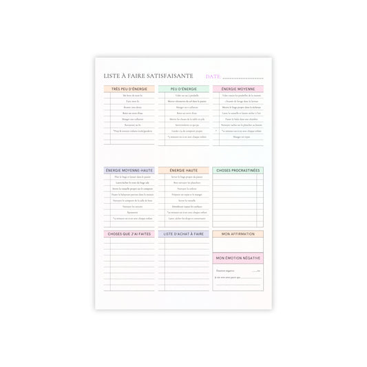 Productivity Checklist Notepad — French “Liste à Faire Satisfaisante” par Marie-Ève Mongrain Daily Planner Pad