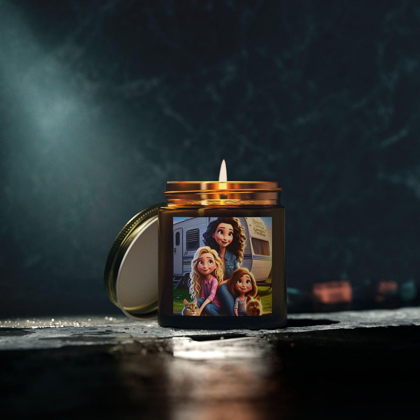 Mongrain's Family Adventures Moments Scented Candle - Coconut Apricot Wax, Candle for Home Decor, Gift for Mom, Camping Vibes, Room Fragrance