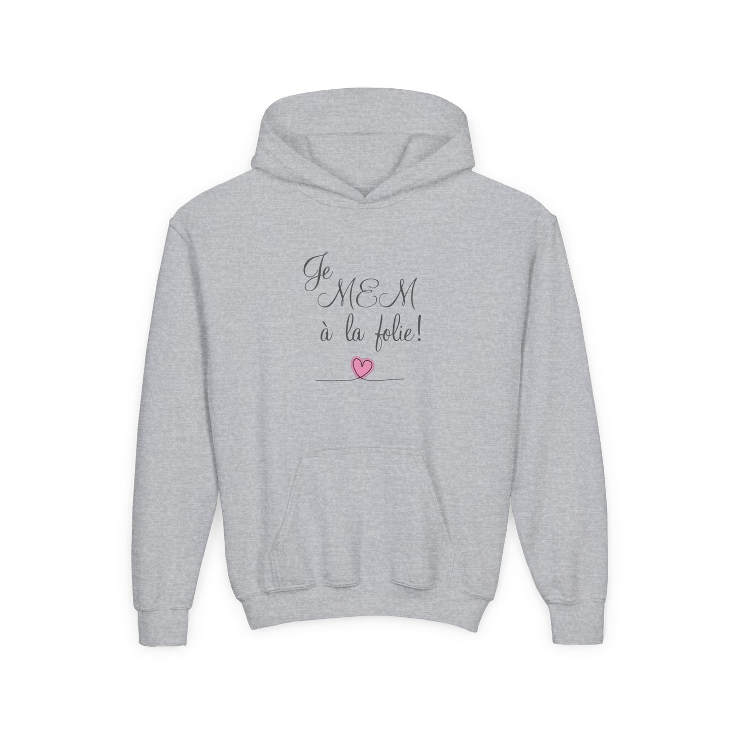 Je MEM à la folie par Marie-Ève Mongrain, Youth hoodie, Design - Perfect for Teen Gifts, Casual Wear, Holidays, or Celebrations