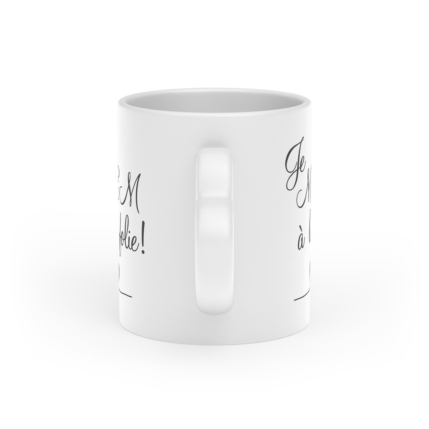Je MEM à la Folie by Marie-Ève Mongrain Heart-Shaped Mug, Cute Coffee Cup, Gift for Her, Sweetheart Mug, Valentine’s Day, Romantic Kitchen Decor, Personalized Ceramic