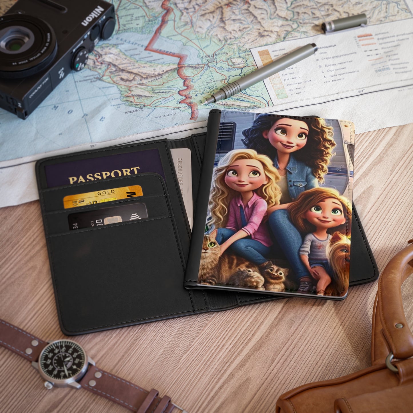 Mongrain's Family Adventures Passport Cover, Travel Accessories, Family Vacation Holder, Unique Gift for Travelers, Holiday Planning Essentials, Cute [...]