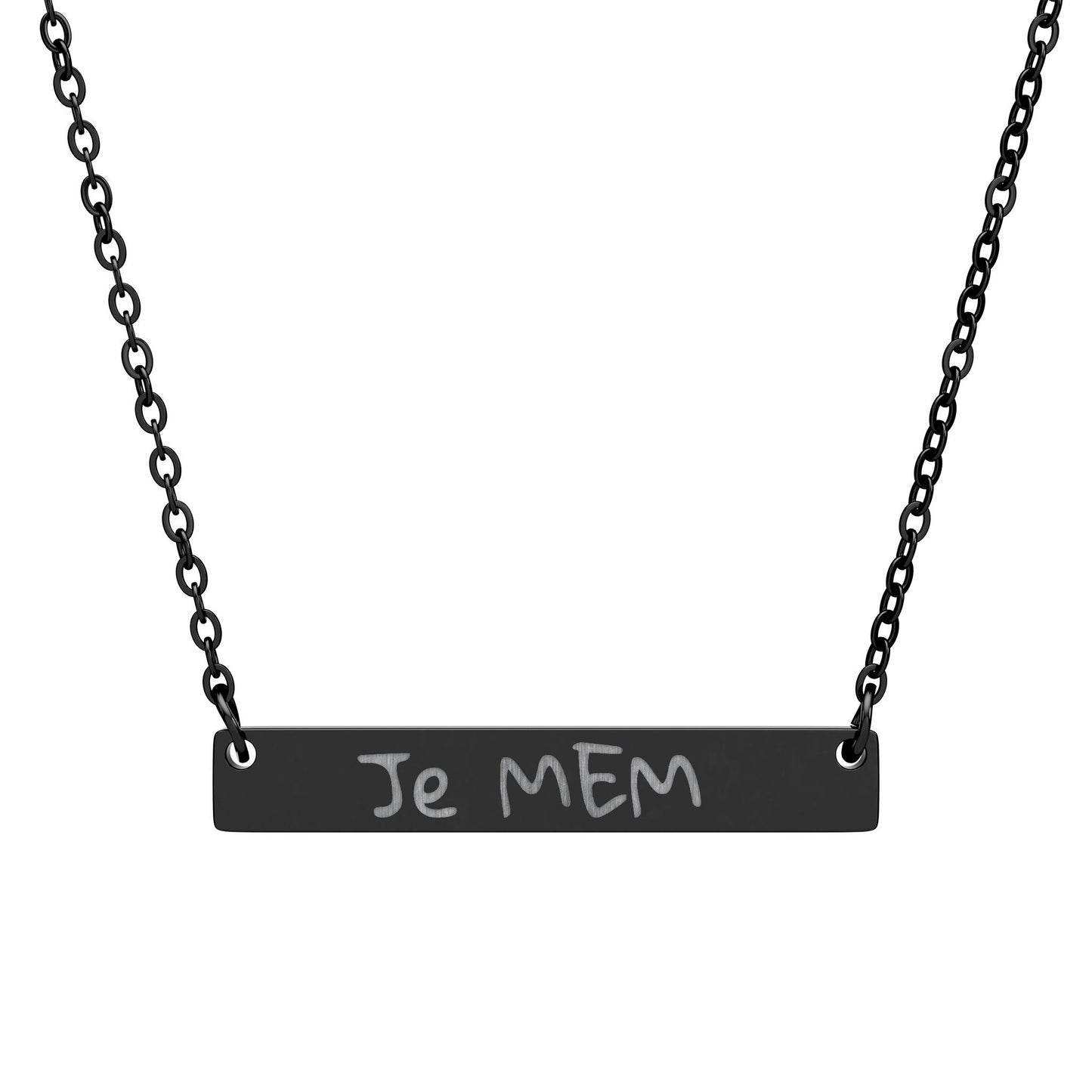 Wear the song Engraved Horizontal Bar Necklace — "Je MEM" by Marie-Ève Mongrain Personalized Pendant