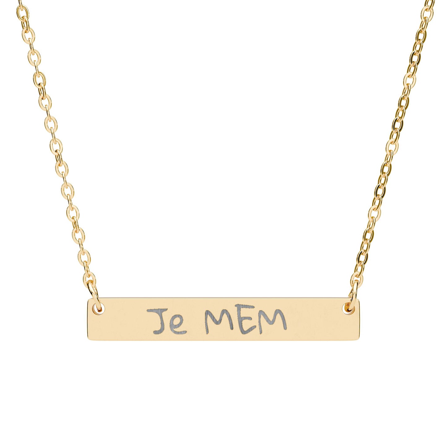 Wear the song Engraved Horizontal Bar Necklace — "Je MEM" by Marie-Ève Mongrain Personalized Pendant
