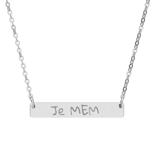 Wear the song Engraved Horizontal Bar Necklace — "Je MEM" by Marie-Ève Mongrain Personalized Pendant