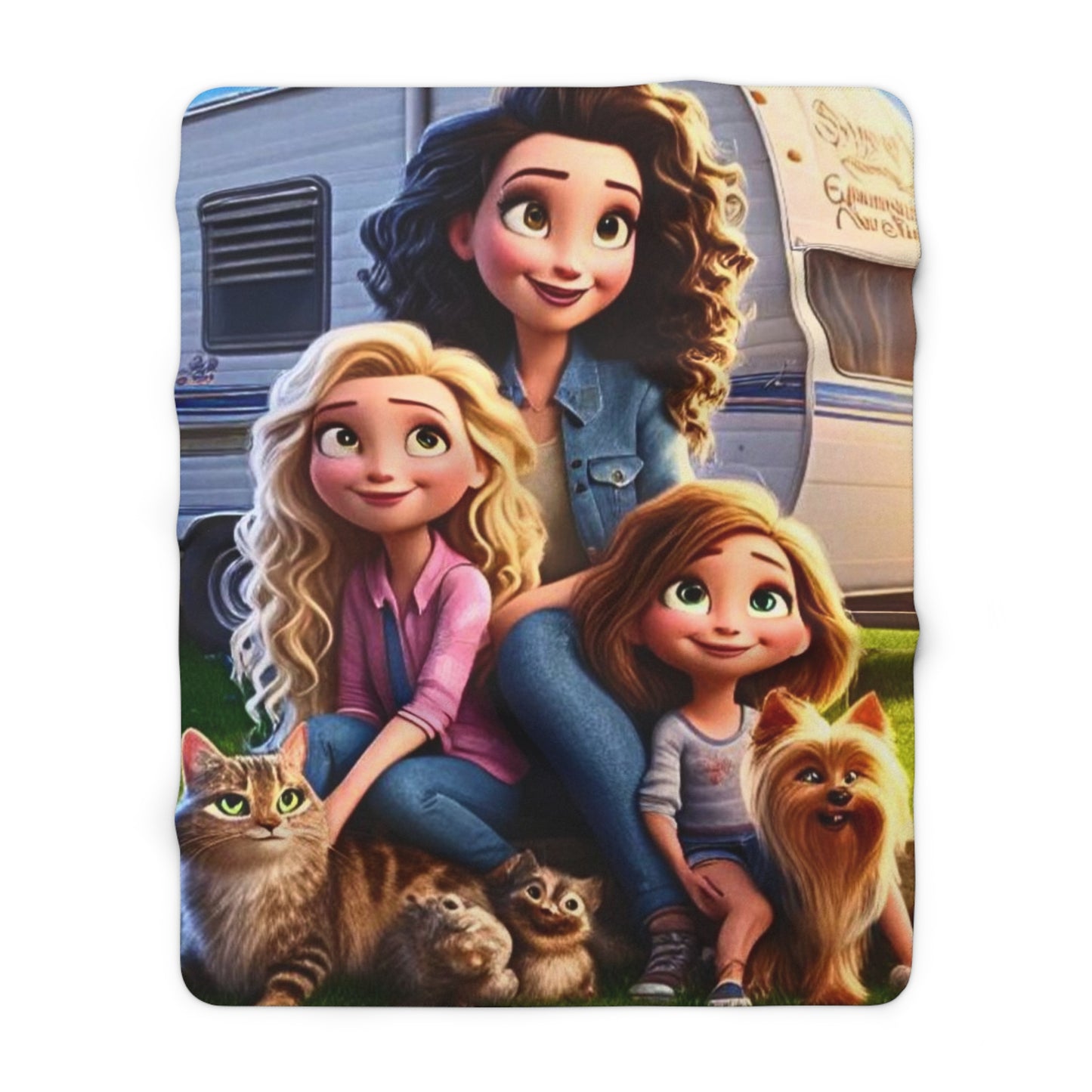 Mongrain's Family AdventuresCozy Family Adventure Sherpa Fleece Blanket, Kids Blanket, Comfy Throw, Home Decor, Gift for Mom, Camping Blanket