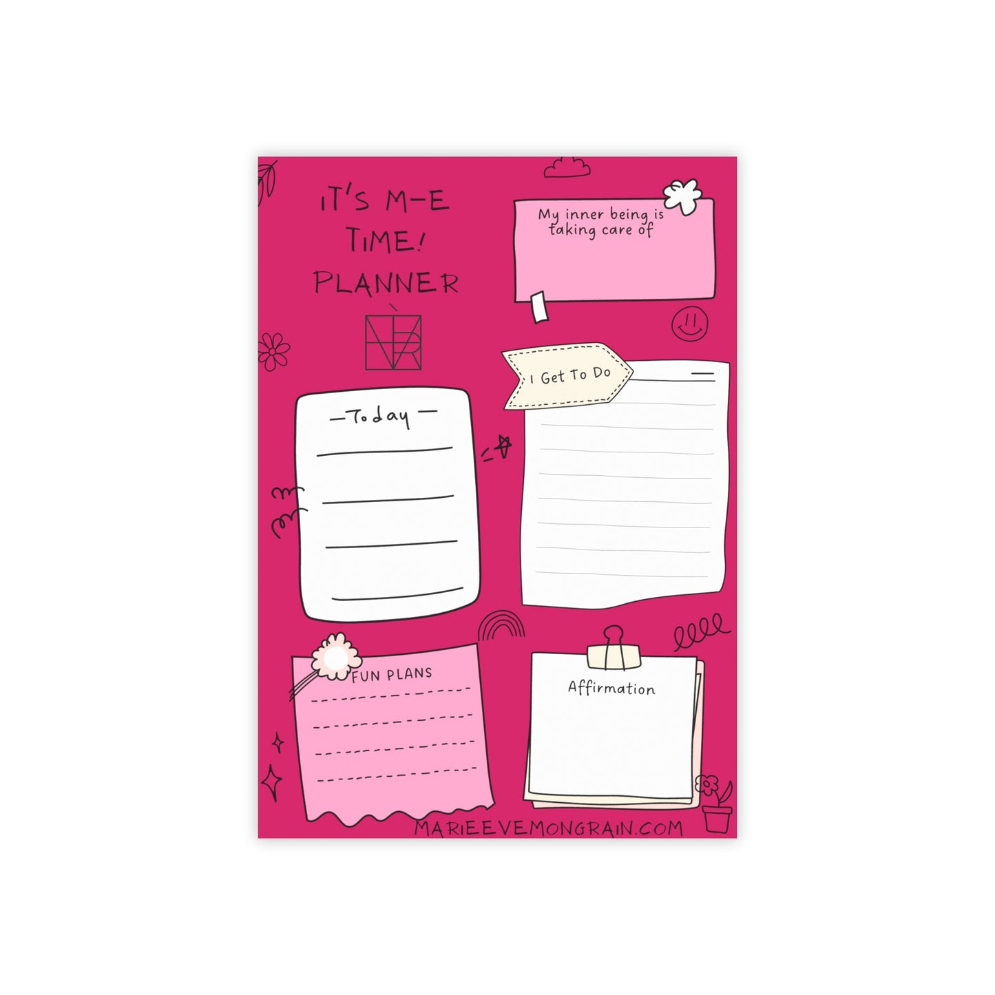 Planner Post-it Note Pad — 'It's Me Time' by Marie-Ève Mongrain Daily To‑Do & Affirmation Sticky Notes