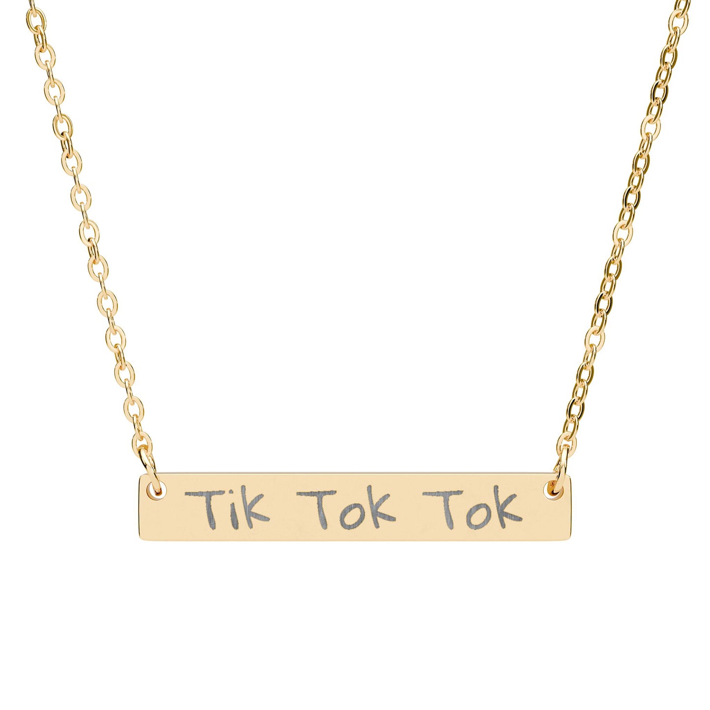 Wear the song Engraved Horizontal Bar Necklace — "Tik Tok Tok" by Marie-Ève Mongrain Personalized Pendant
