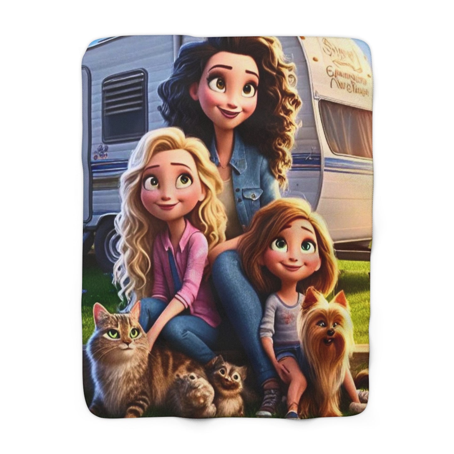 Mongrain's Family AdventuresCozy Family Adventure Sherpa Fleece Blanket, Kids Blanket, Comfy Throw, Home Decor, Gift for Mom, Camping Blanket