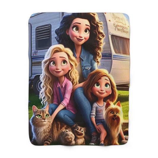 Mongrain's Family AdventuresCozy Family Adventure Sherpa Fleece Blanket, Kids Blanket, Comfy Throw, Home Decor, Gift for Mom, Camping Blanket