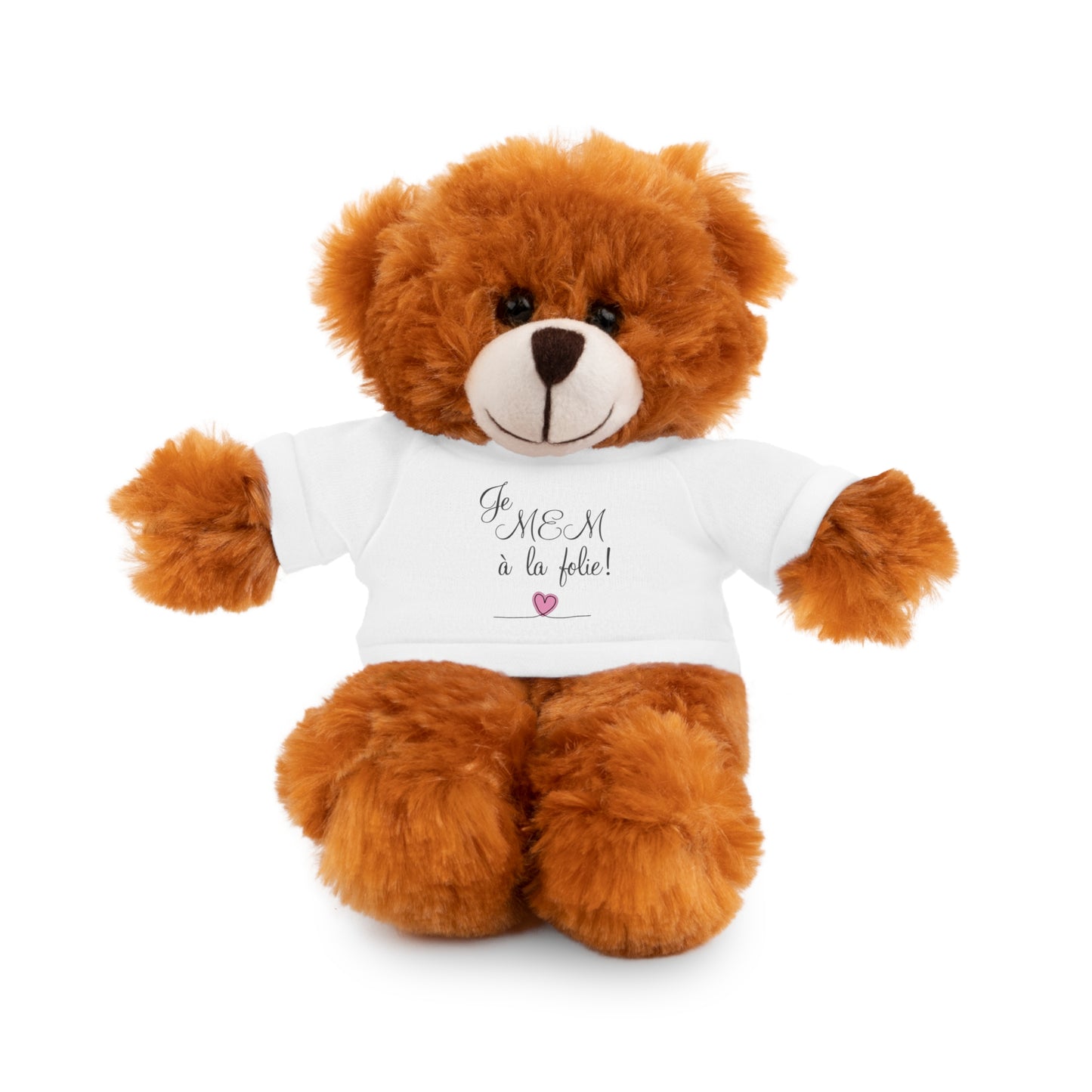 Je MEM à la Folie par Marie-Ève Mongrain Adorable Stuffed Animals with Custom Tee, Perfect Gift for Kids, Birthdays, Baby Showers, Cuddly Toys, Personalized Keepsake