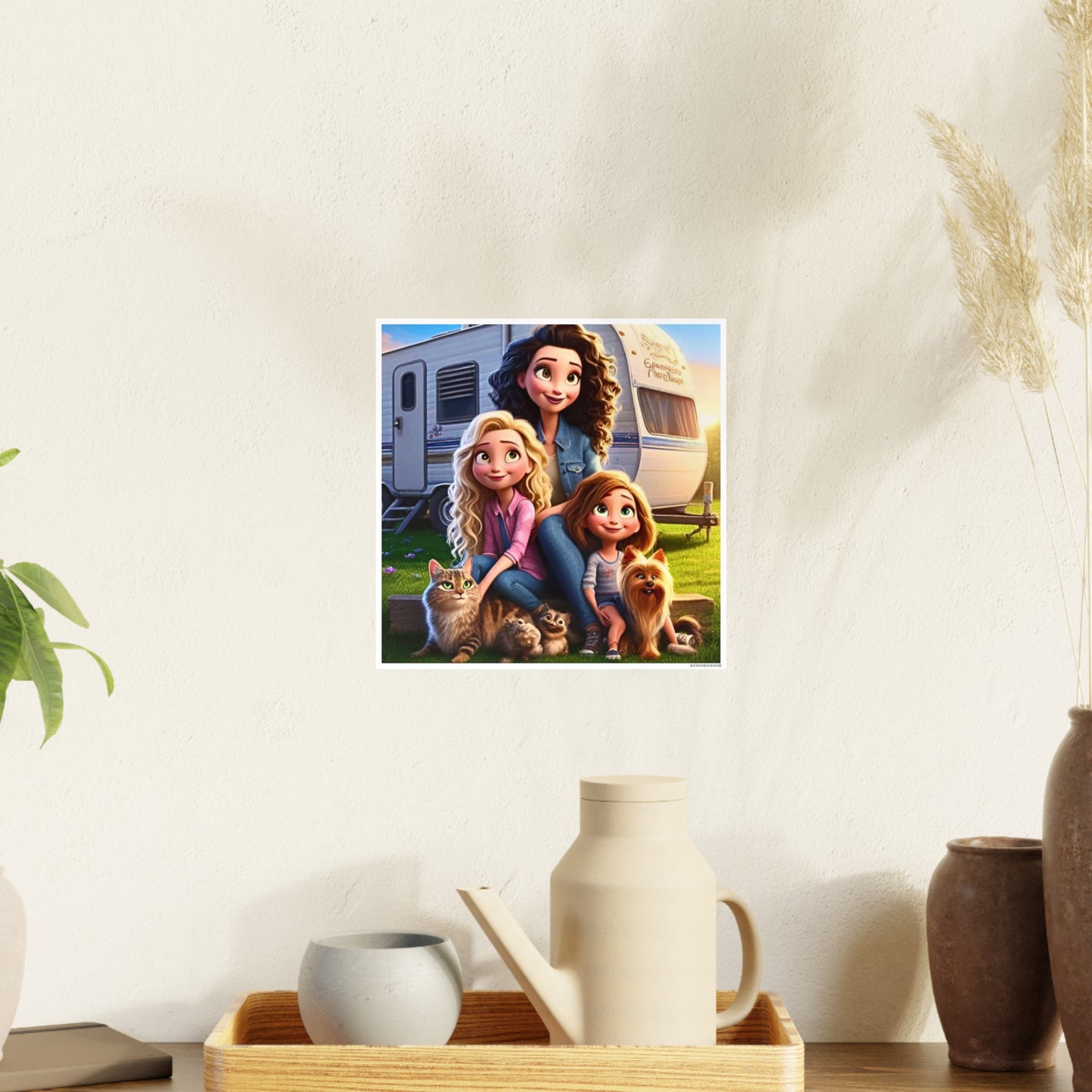 Mongrain's Family Adventures Whimsical Photo Art Posters - Home Decor, Wall Art, Gifts for Pet Lovers, Kids' Room, Family Moments