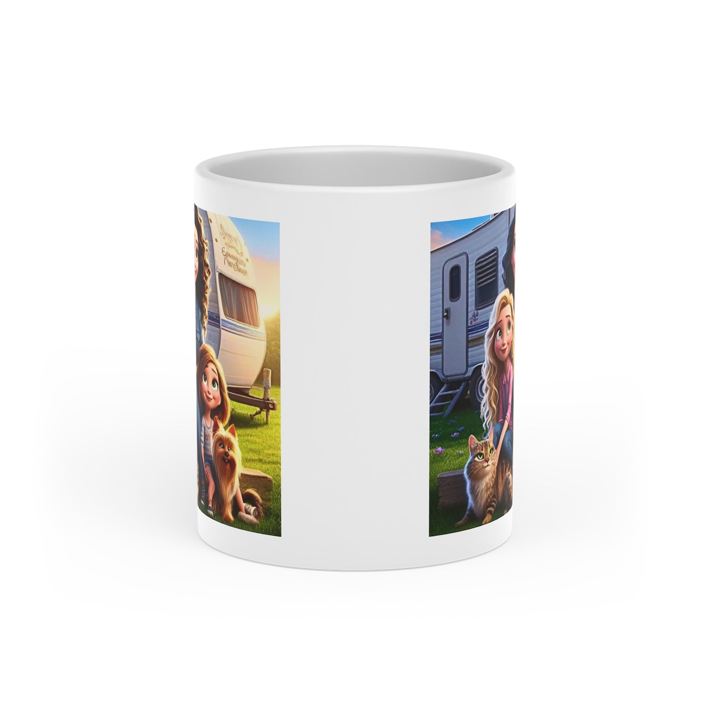 Mongrain's Family Adventures Rustic Heart-Shaped Mug - Cozy Campfire Coffee Cup, Perfect Gift for Nature Lovers, Family Gatherings, Warm Memories