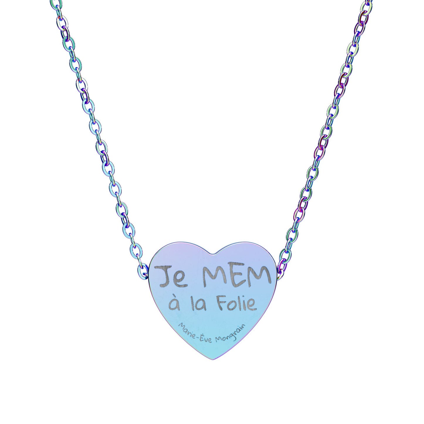 Engraved Heart Necklace – 'Je MEM à la Folie' by Marie-Ève Mongrain Personalized Pendant