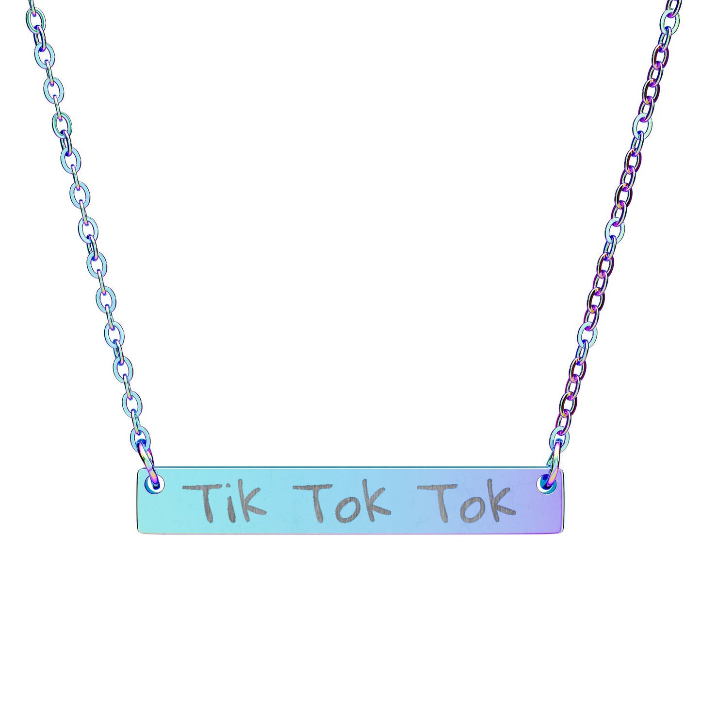 Wear the song Engraved Horizontal Bar Necklace — "Tik Tok Tok" by Marie-Ève Mongrain Personalized Pendant