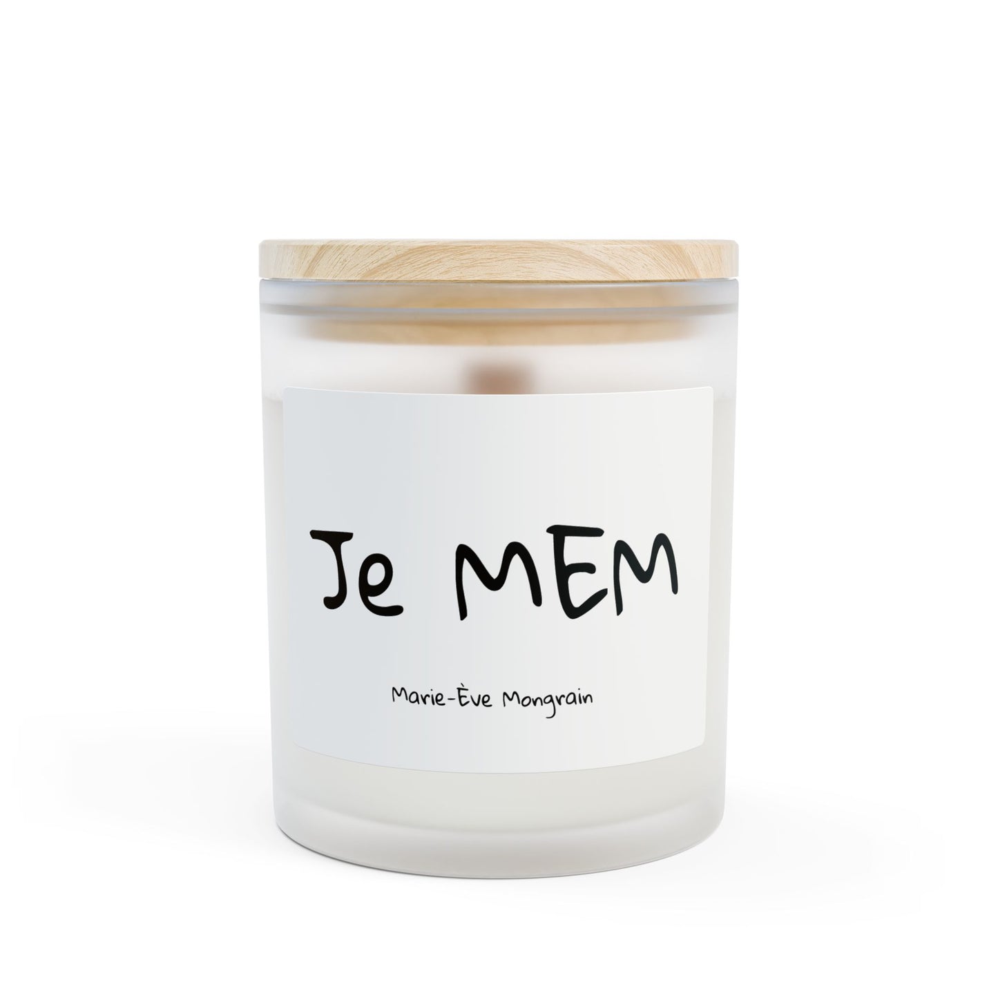 Burn the song "Je MEM" by Marie-Ève Mongrain Frosted Glass Candle — 11oz Scented Soy Candle with Wooden Lid