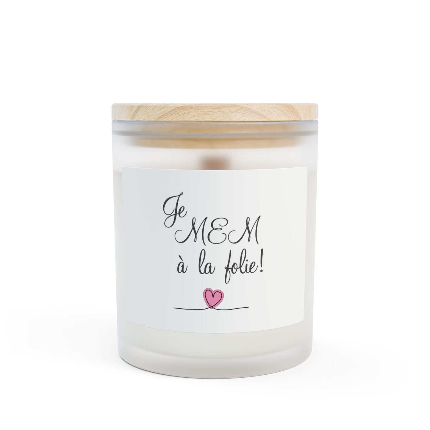 Je MEM à la Folie by Marie-Ève Mongrain Frosted Glass Candle with Sweet Love Message, Decorative Candle Gift, Aromatherapy Candle, Home Decor, Wedding Favor, Valentine's Day Gift