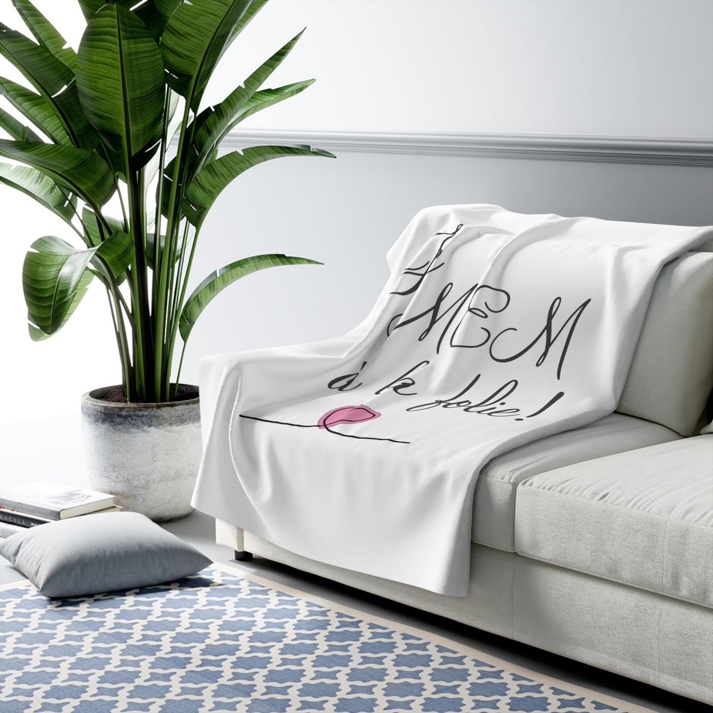 Je MEM à la Folie par Marie-Ève Mongrain, Cozy Sherpa Blanket - 'Warm Fleece Throw, Perfect Gift for Valentine's Day, Home Decor, Winter Cozy Nights, [...]
