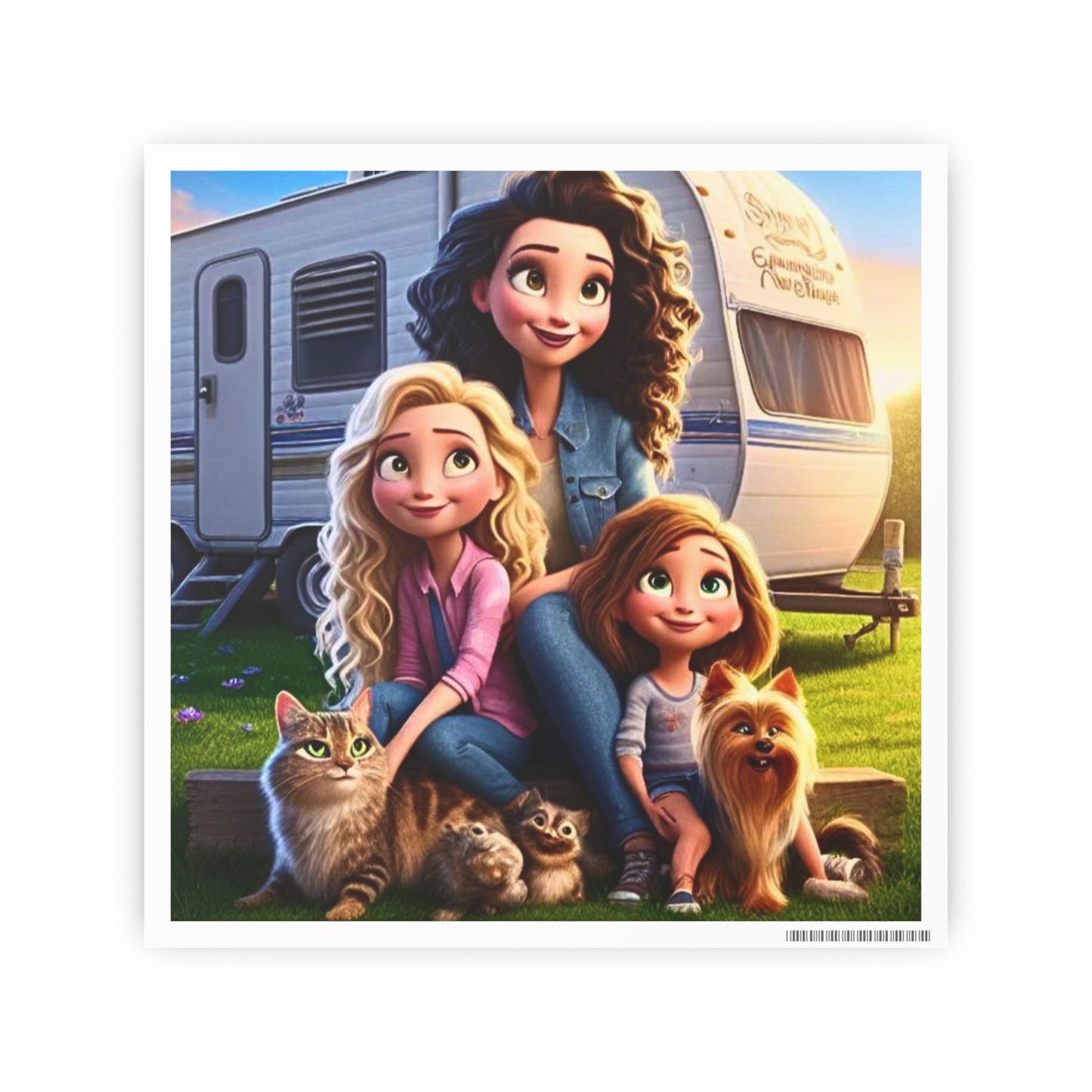 Mongrain's Family Adventures Whimsical Photo Art Posters - Home Decor, Wall Art, Gifts for Pet Lovers, Kids' Room, Family Moments