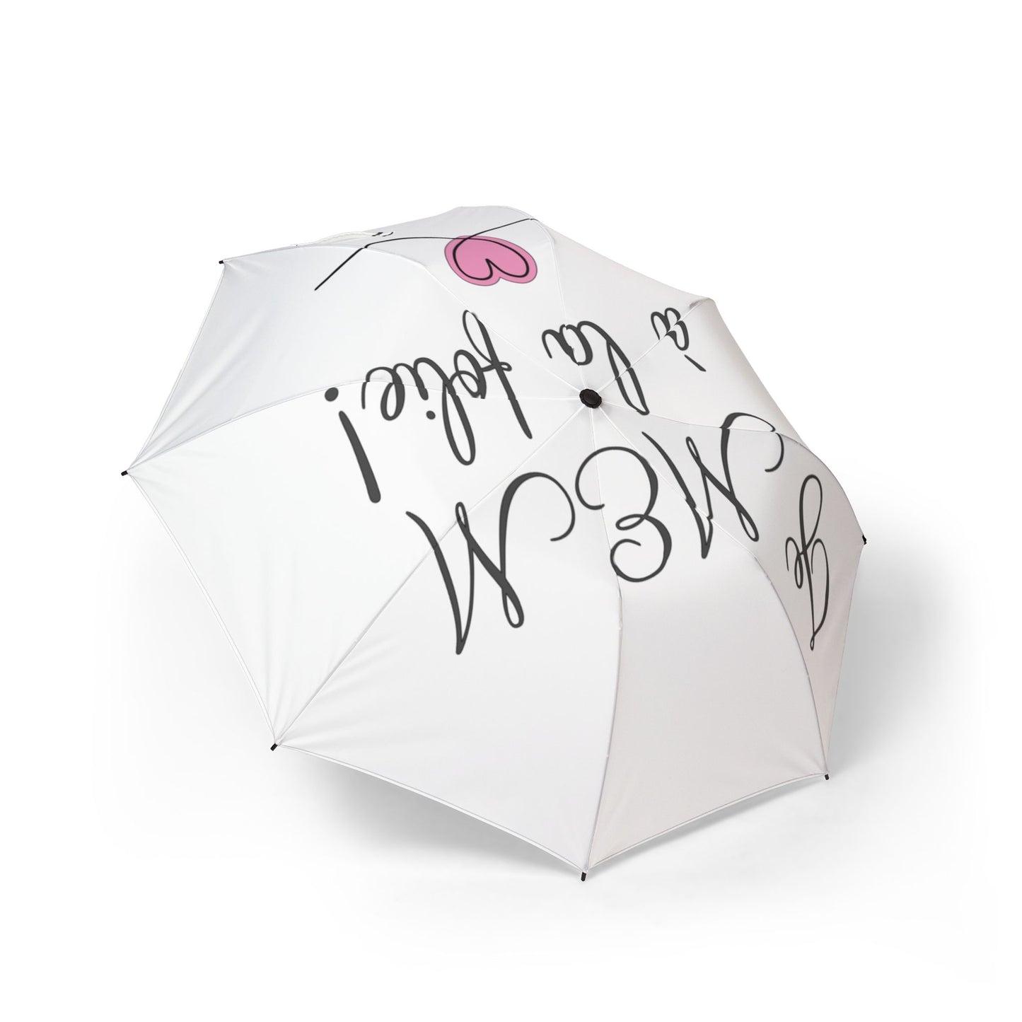 Je MEM à la Folie by Marie-Ève Mongrain Cute Foldable Umbrella - Perfect for Gifts, Rainy Days, Travel, & Events, Featuring Fun Heart Design