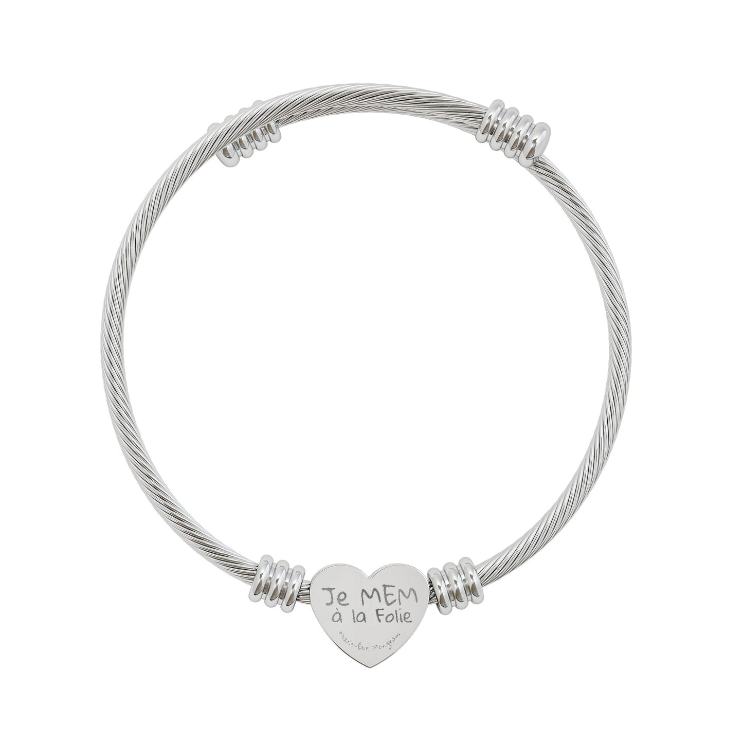 Engravable Heart Cuff Bracelet – Je MEM à la Folie by Marie-Ève Mongrain (Silver or Gold)