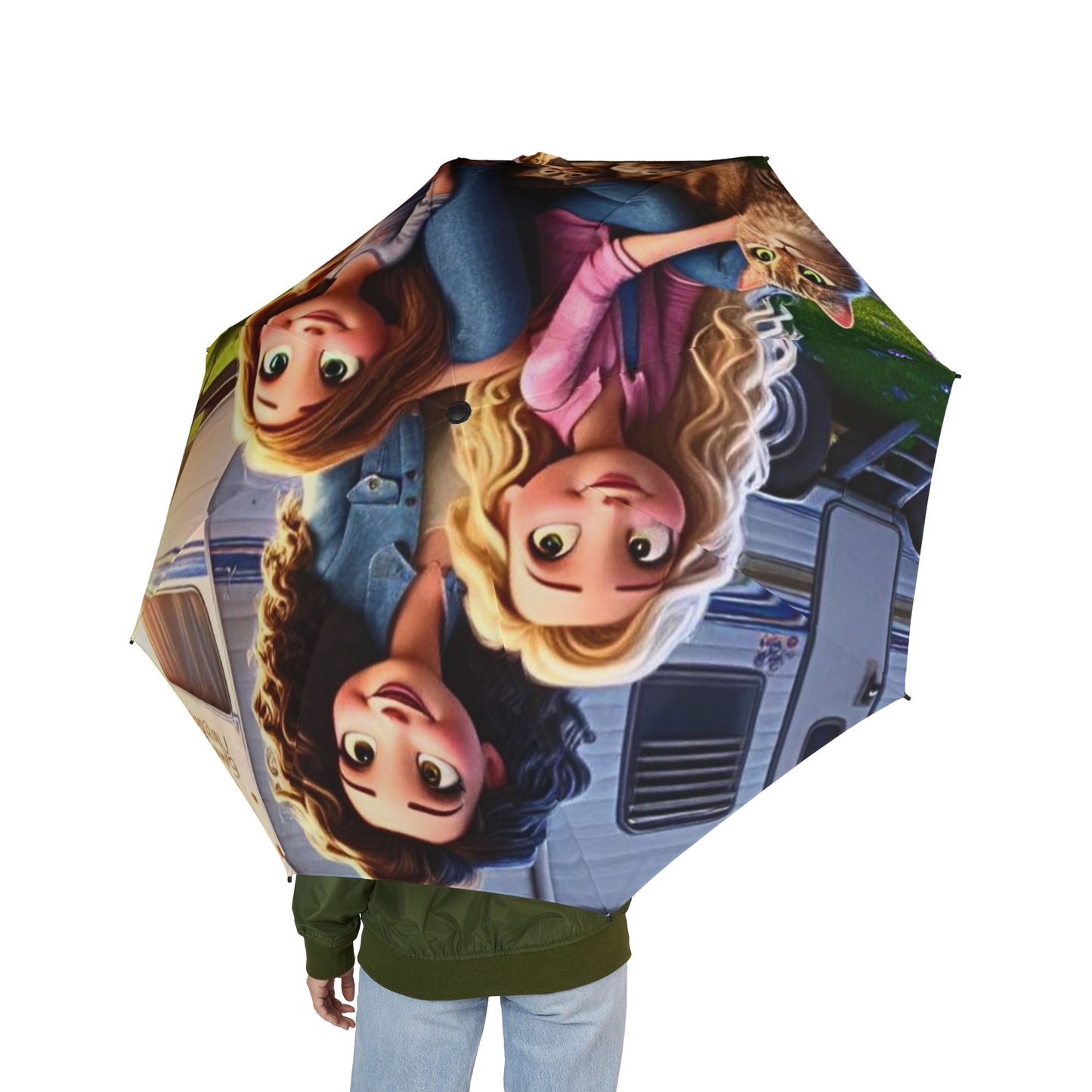 Mongrain's Family Adventures Whimsical Umbrella | Fun Foldable Umbrella for Kids, Unique Gift for Birthdays, Disney-Inspired Rain Gear, Stylish Weather Accessory