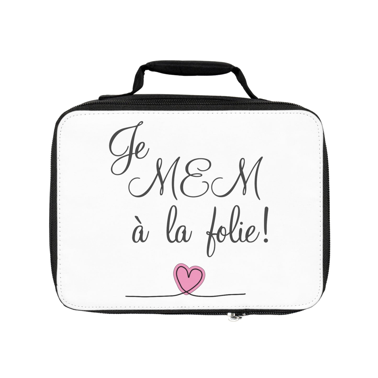 Je MEM à la Folie by Marie-Ève Mongrain Charming Lunch Bag with Heart Design | Cute Vegan Lunchbox, Funny Lunch Cooler, Ideal Gift for Foodies, Quirky School Accessories