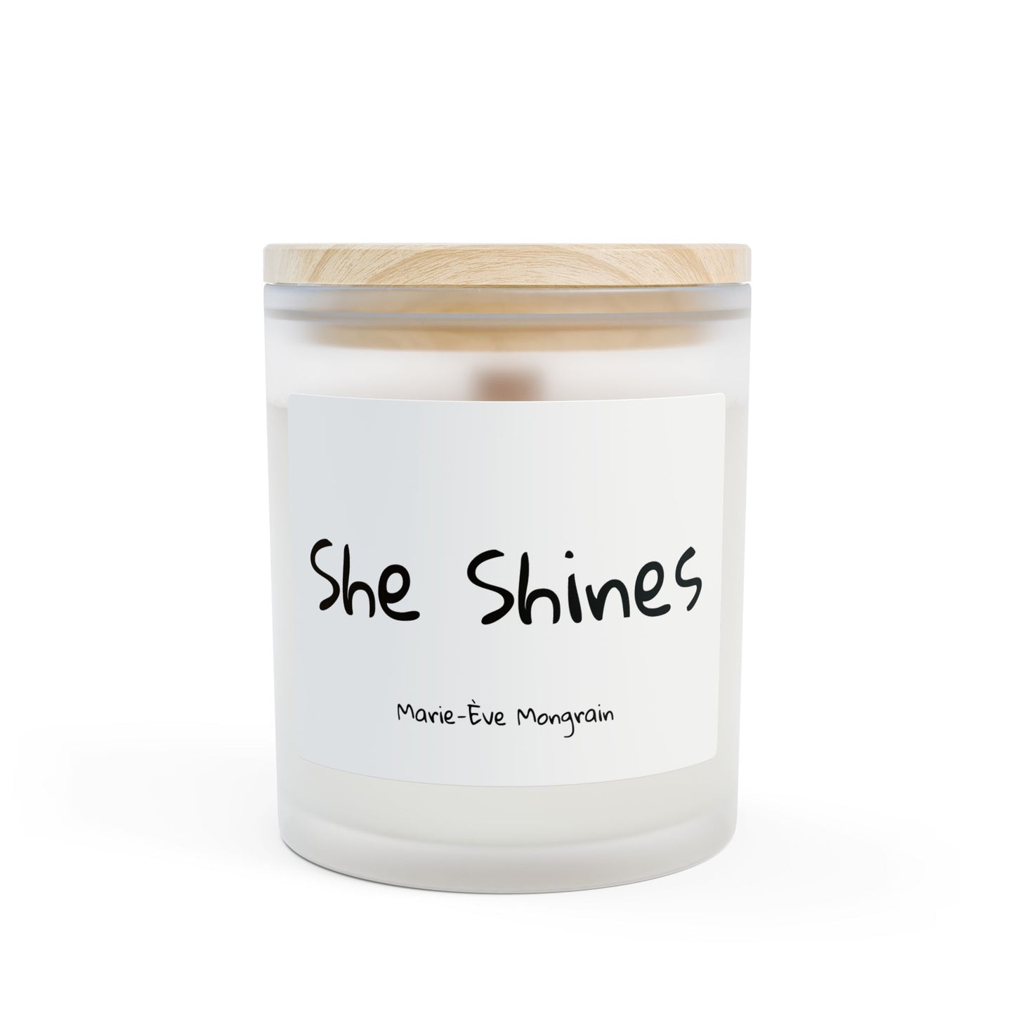 Burn the song "She Shines" by Marie-Ève Mongrain Frosted Glass Candle — 11oz Inspirational Scented Candle