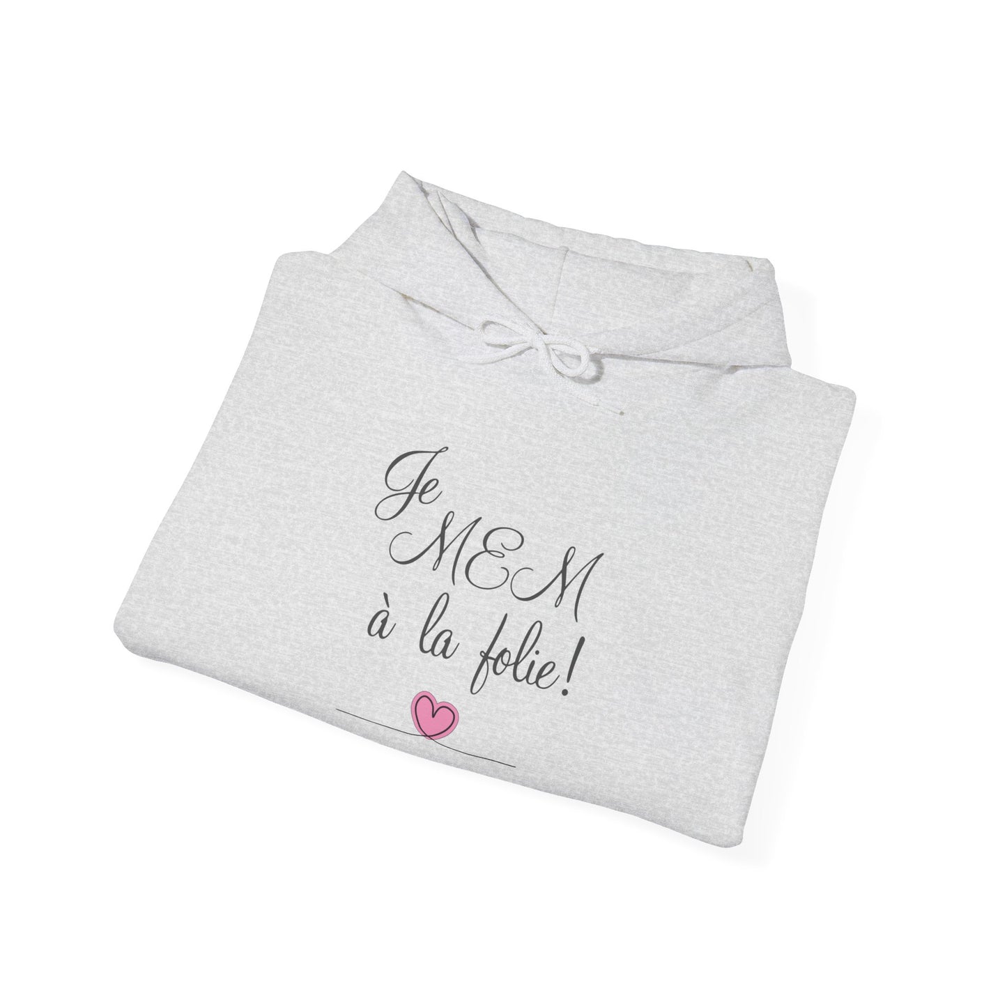 Je M'AM à la Folie! Unisex Heavy Blend™ Hoodie, Cozy Sweatshirt for Casual Outings, Perfect Gift for Moms, Celebration Apparel