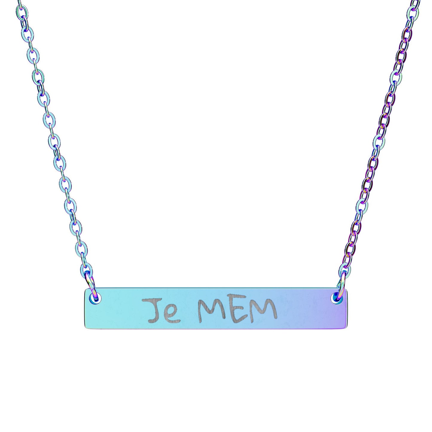 Wear the song Engraved Horizontal Bar Necklace — "Je MEM" by Marie-Ève Mongrain Personalized Pendant