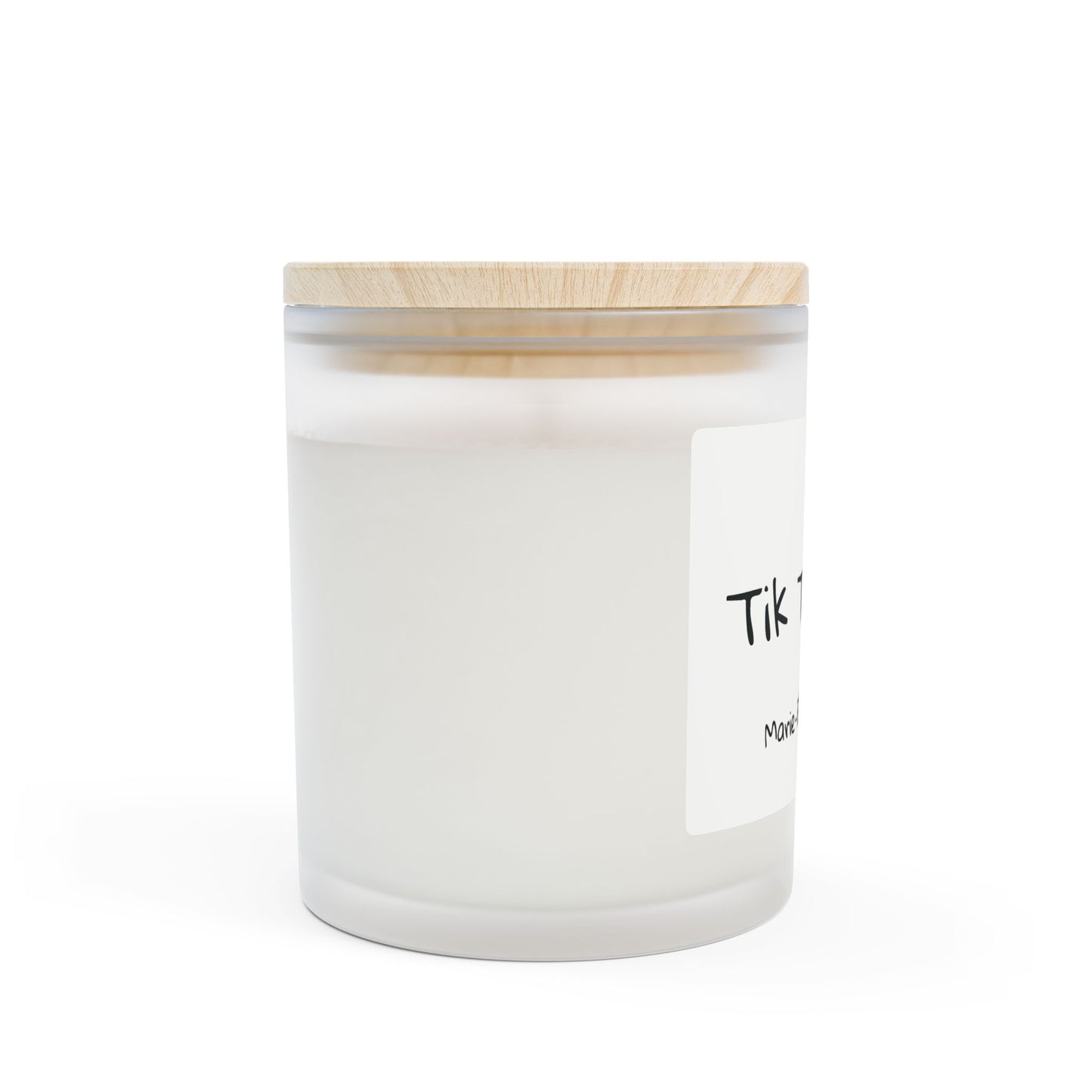 Burn the song "Tik Tok Tok" by Marie-Ève Mongrain  Frosted Glass Candle — 11oz Scented Soy Candle with Wooden Lid