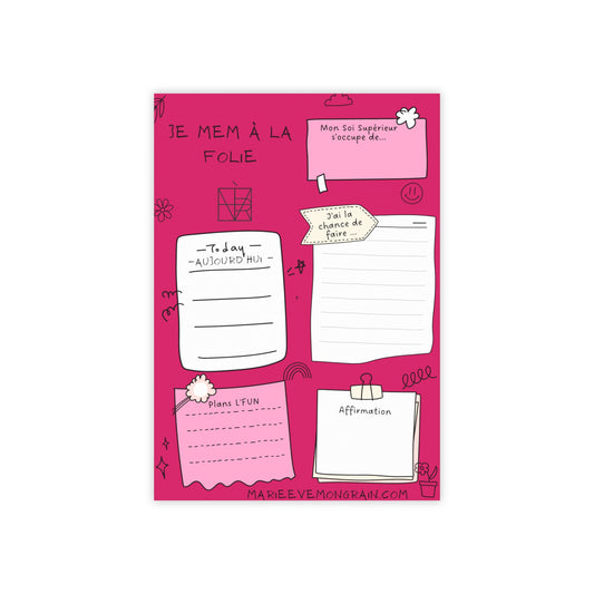 Je MEM à la Folie par Marie-Ève Mongrain Notes Pad — Daily To‑Do, Affirmations & Plans Post‑it Style
