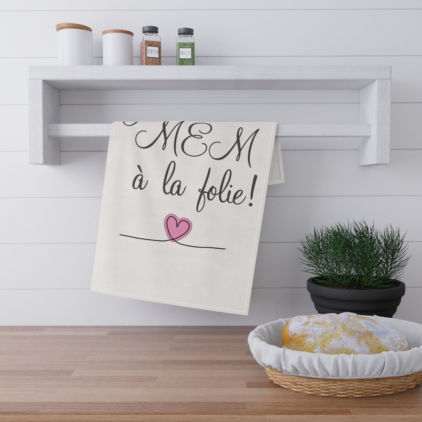 Je MEM à la Folie by Marie-Ève Mongrain - Charming Tea Towels, French Memorable Quotes, Kitchen Decor, Gift for Her, Valentine's Day, Home Essentials