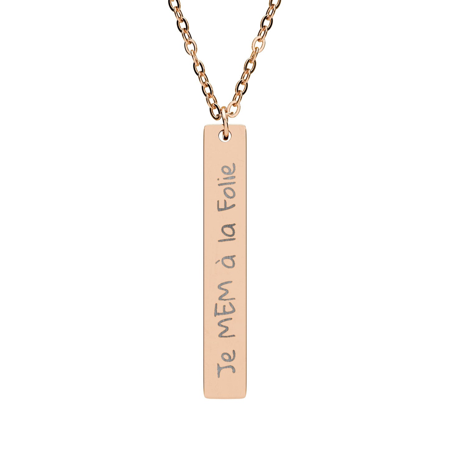 Je MEM à la Folie by Marie-Ève Mongrain Engraved Vertical Bar Necklace -