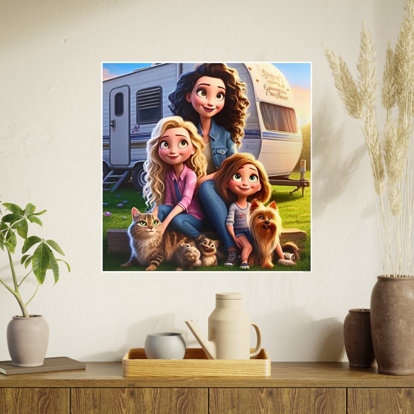 Mongrain's Family Adventures Whimsical Photo Art Posters - Home Decor, Wall Art, Gifts for Pet Lovers, Kids' Room, Family Moments