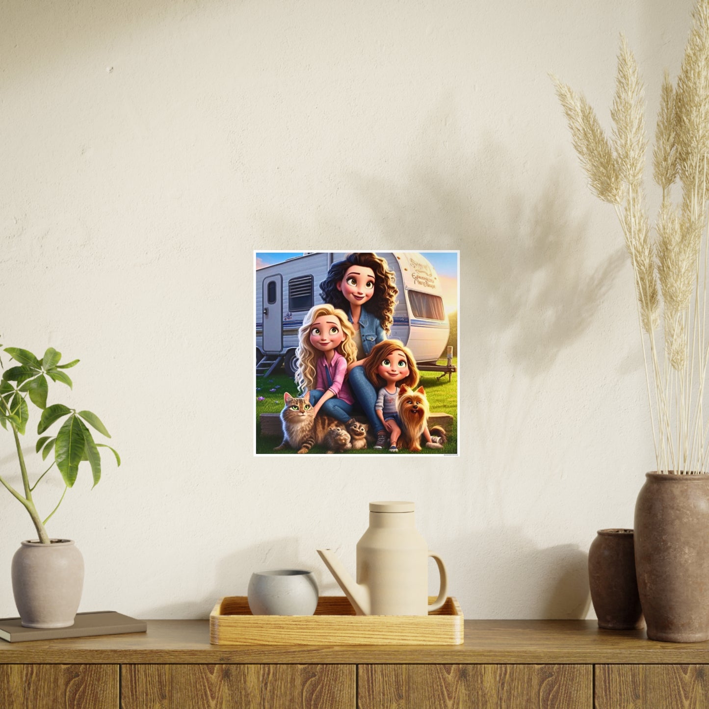 Mongrain's Family Adventures Whimsical Photo Art Posters - Home Decor, Wall Art, Gifts for Pet Lovers, Kids' Room, Family Moments