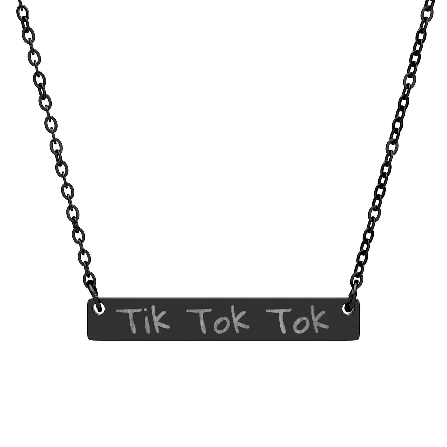 Wear the song Engraved Horizontal Bar Necklace — "Tik Tok Tok" by Marie-Ève Mongrain Personalized Pendant