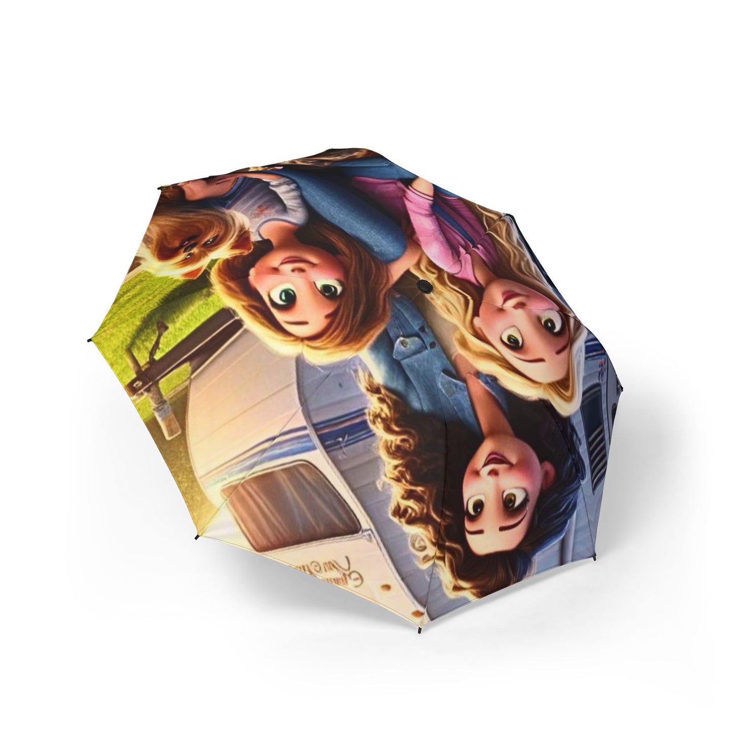 Mongrain's Family Adventures Whimsical Umbrella | Fun Foldable Umbrella for Kids, Unique Gift for Birthdays, Disney-Inspired Rain Gear, Stylish Weather Accessory