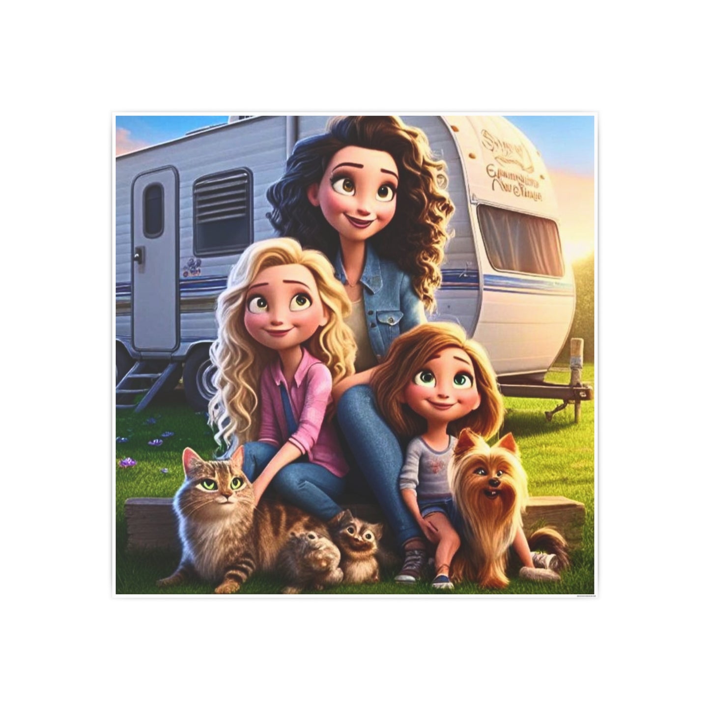 Mongrain's Family Adventures Whimsical Photo Art Posters - Home Decor, Wall Art, Gifts for Pet Lovers, Kids' Room, Family Moments